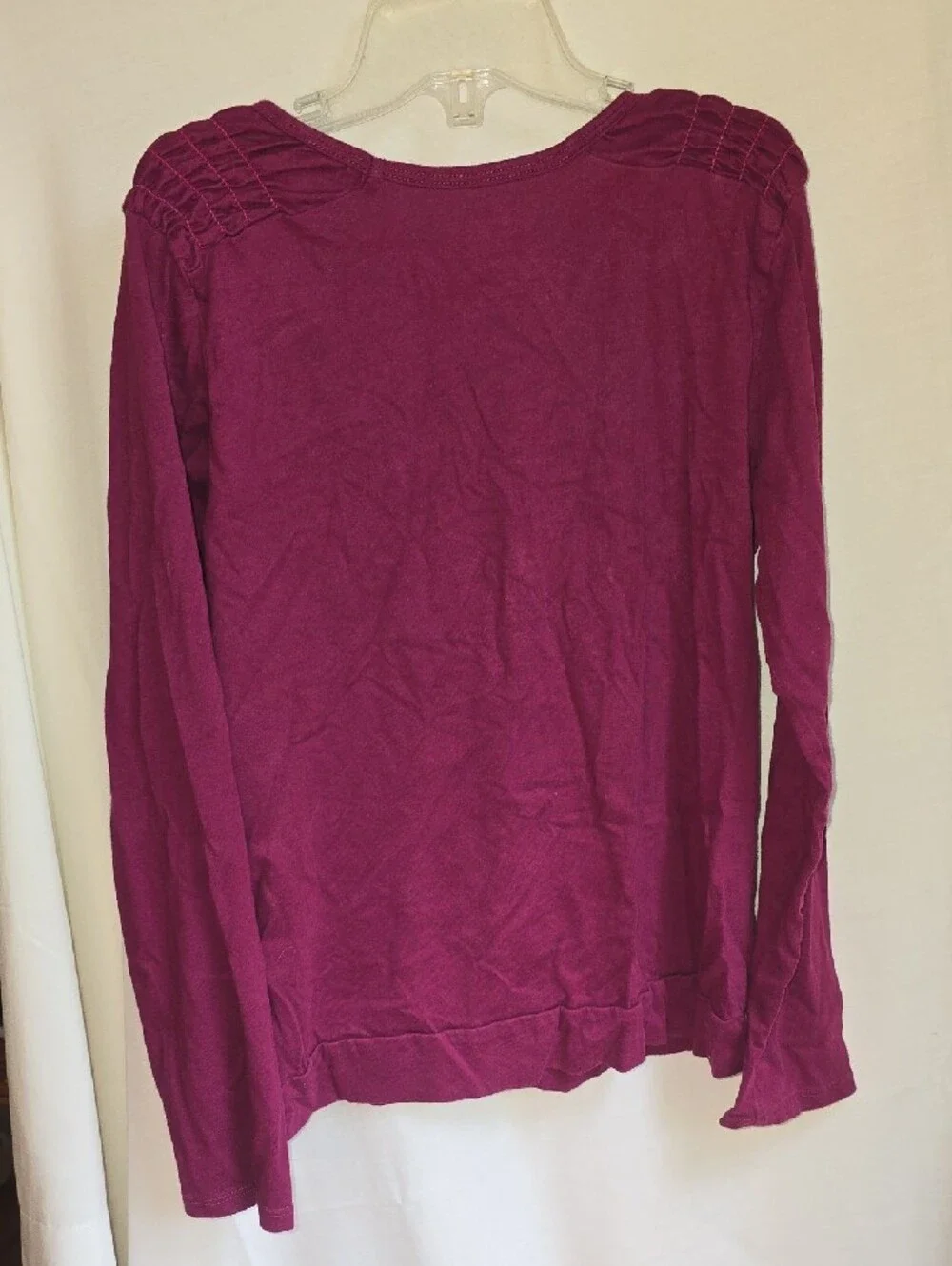 L.L. Bean Girl's Plum Long-Sleeve Tee with Pink & Coral Tree Graphic